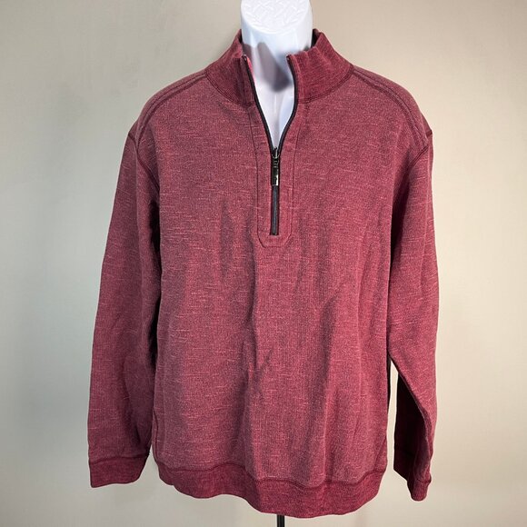 Tommy Bahama Men's rose and pink reversible 1/2 zip golf Sweater XL EUC - Picture 4 of 5